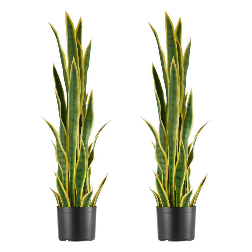 VEVOR Sansevieria Artificiale, Set da 2, 254 mm Larghezza x 914 mm Altezza, Pianta Artificiale da Interno con Vaso, Aspetto Realistico, in HDPE Durevole, Ideale per Casa, Giardino, Ufficio e Soggiorno