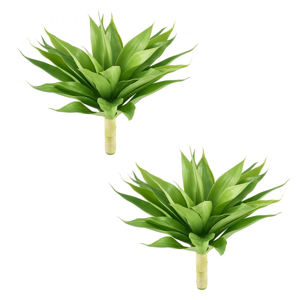 VEVOR Agave Artificiale, Set da 2, 711 mm Larghezza x 559 mm Altezza, Verde, Pianta Artificiale con Picchetti da Terra, Aspetto Realistico, in HDPE Durevole, per Casa, Giardino, Ufficio e Soggiorno