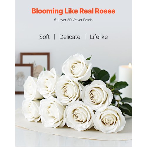 25 Rose Artificiali In Schiuma Pesca Con Stelo – Fiori Finti Per Decorazioni Fai Da Te, Bouquet, Centrotavola, Matrimonio