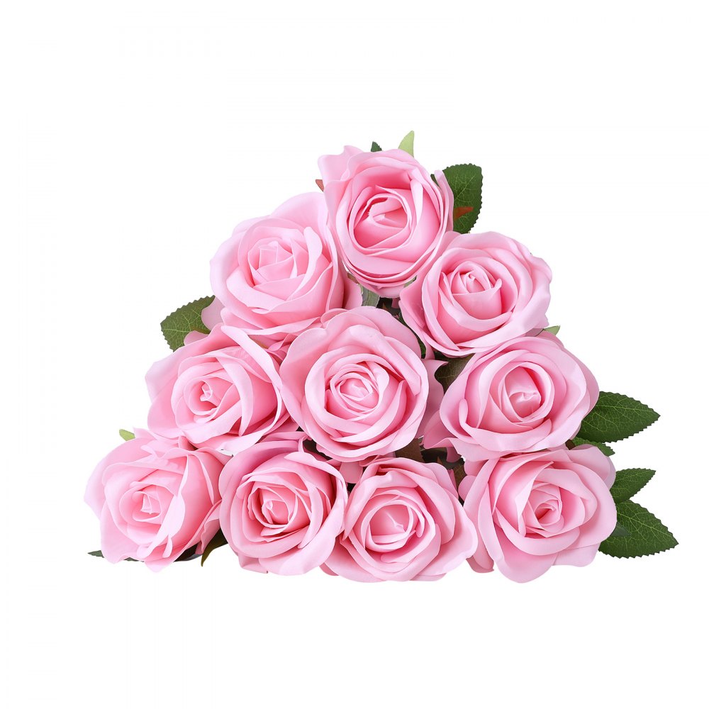 VEVOR Rose Artificiali Rosa 60 Pezzi con Steli in Seta Fiori Finti per Vaso, Fiori Artificialli Realistici per Vasi, Centrotavola, Matrimoni, Feste, Bouquet, Decorazioni Casa e Composizioni Fai da Te