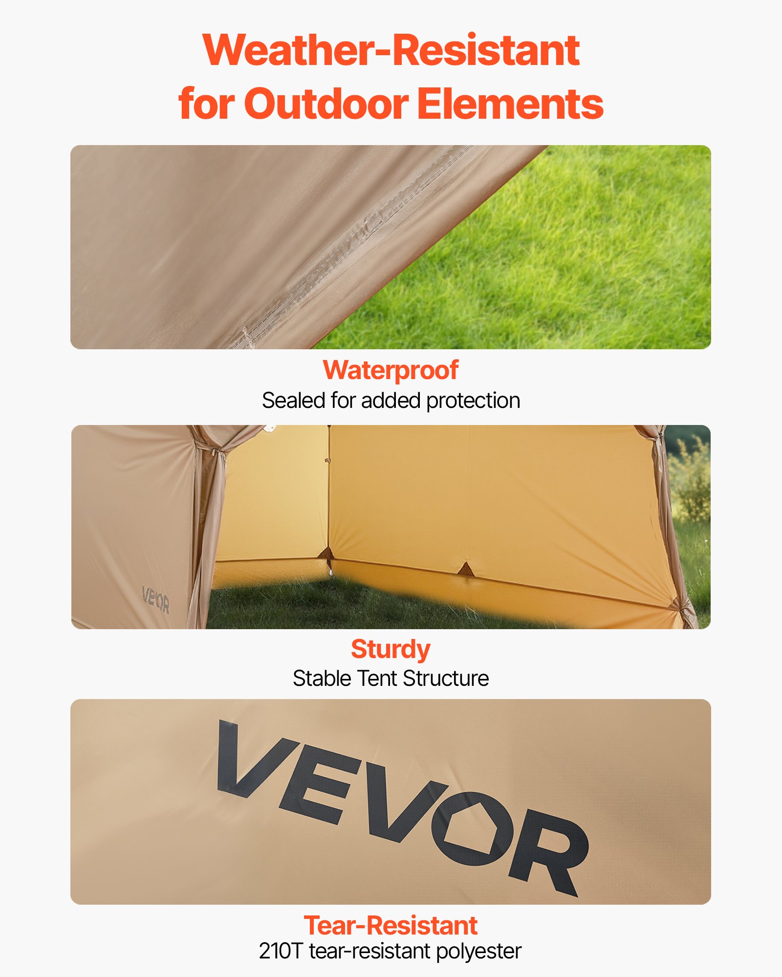 VEVOR Tenda Invernale da Campeggio per Esterno Capienza ca. 2 Persone, Tenda Portatile con Foro per Stufa, Borsa per Trasporto, Prese d'Aria, Tessuto Impermeabile PU2500mm, Campeggio, Pesca