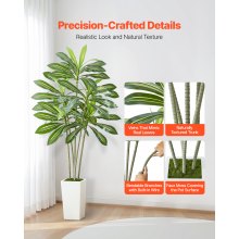 VEVOR Dracena Artificiale 1829 mm, Palma Tropicale Finta con Vaso Alto Bianco, Pianta Finta in Seta da Pavimento in Vaso, Grandi Alberi per Casa, Ufficio, Soggiorno, Decorazione Interna ed Esterna