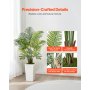 VEVOR Palma Areca Artificiale 1219 mm, Confezione da 2, Pianta Tropicale Finta con Fioriera Bianca Alta, Pianta Finta in Seta da Pavimento in Vaso, Grandi Alberi per Casa, Ufficio, Interno ed Esterno