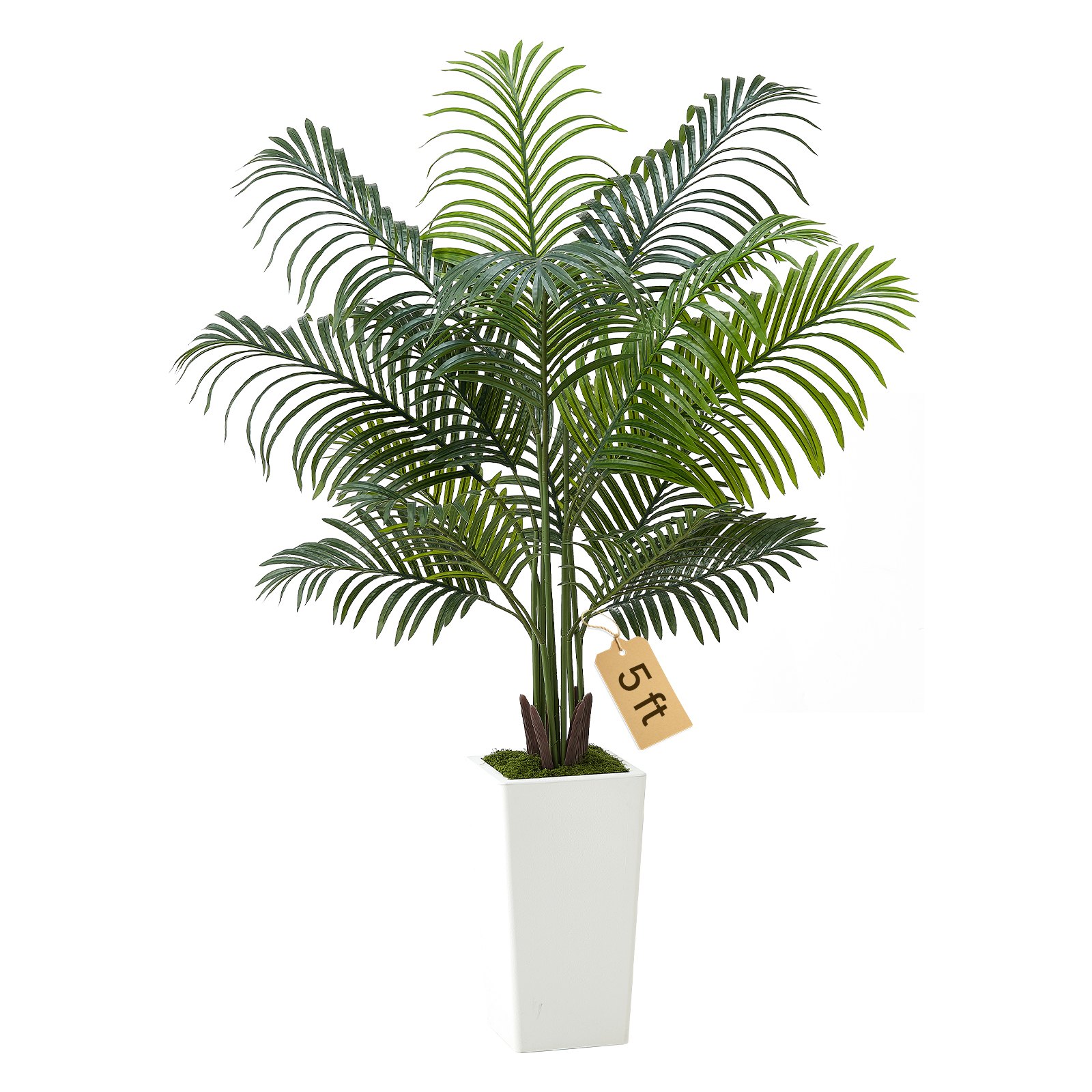 VEVOR Palma Areca Artificiale 1524 mm, Pianta Tropicale Finta con Fioriera Bianca Alta, Pianta Finta in Seta da Pavimento in Vaso, Grandi Alberi per Casa, Ufficio, Interno ed Esterno
