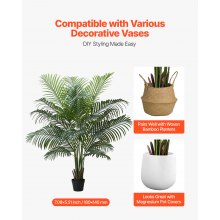 VEVOR Palma Areca Artificiale 1829 mm, Pianta Tropicale Finta con Fioriera Bianca Alta, Pianta Finta in Seta da Pavimento in Vaso, Grandi Alberi per Casa, Ufficio, Interno ed Esterno
