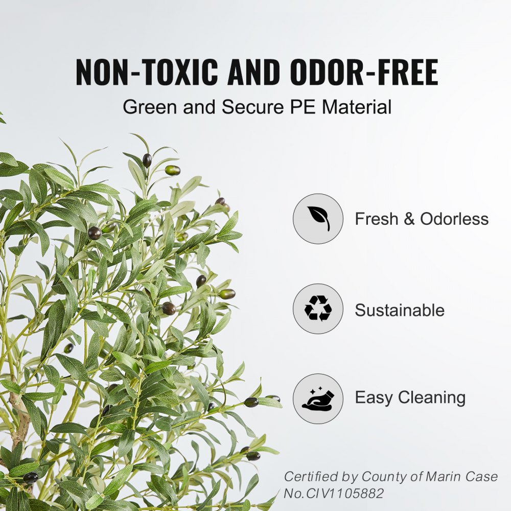 VEVOR Albero Artificiale, 155 cm Albero Olivo Pianta Finta Realistica Ulivo con Vaso Φ150x125 mm, Materiale PE di Qualità Protezione Antiribaltamento, Decorazione per Casa Ufficio Interni ed Esterni