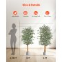 VEVOR 150 cm Albero di Ficus Artificiale con Vaso Nero, Albero Finto Alto con Tronco in Legno Naturale e Foglie e Frutti Verdi Realistici, Pianta Artificiale da Interno per Casa, Ufficio, Soggiorno