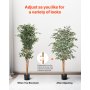 VEVOR 150 cm Albero di Ficus Artificiale con Vaso Nero, Albero Finto Alto con Tronco in Legno Naturale e Foglie e Frutti Verdi Realistici, Pianta Artificiale da Interno per Casa, Ufficio, Soggiorno