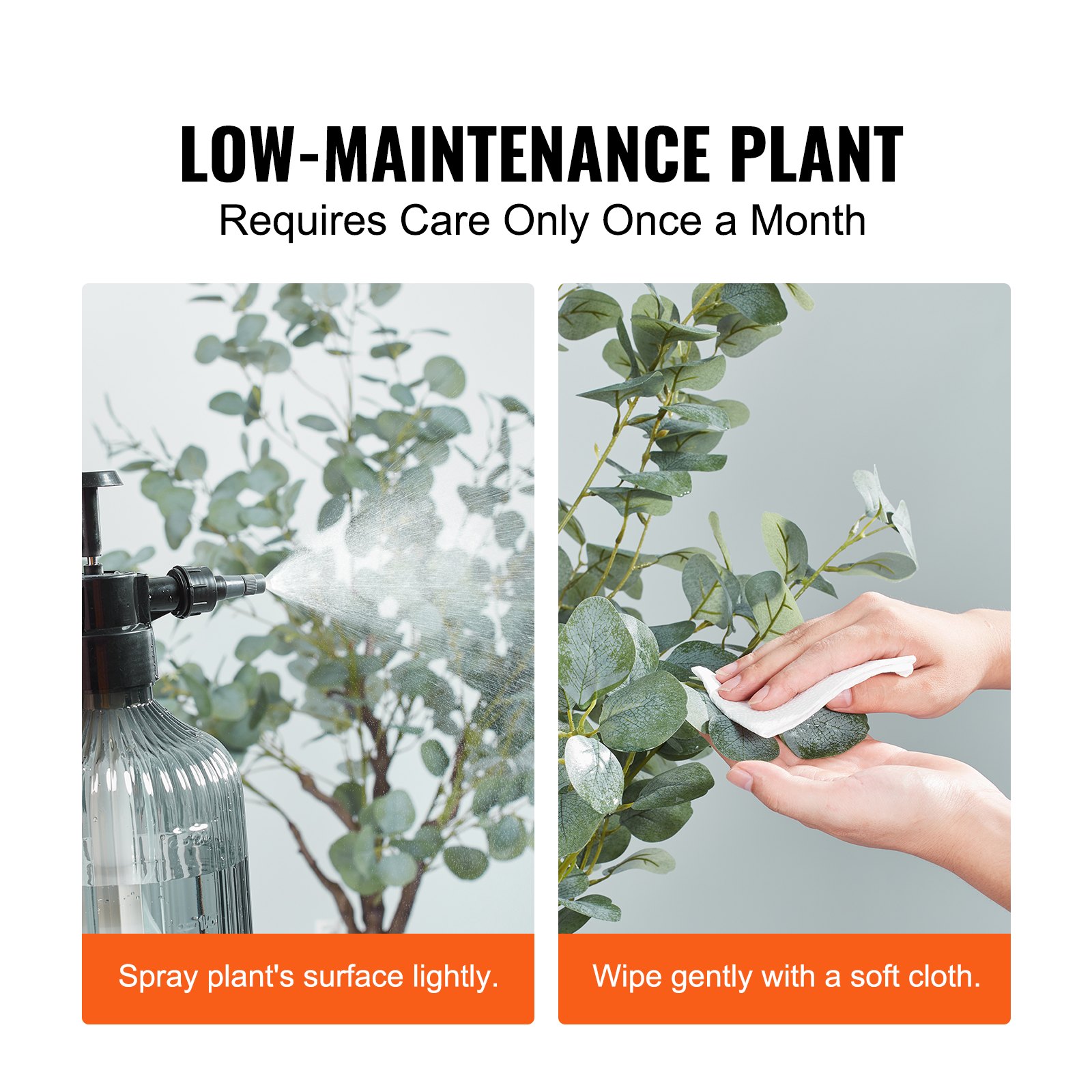 VEVOR Artificial Eucalyptus 80x80x181cm Artificial Plant PE Artificial Plants Fake Plastic Plants in Pot Artificial Flower Odorless Waterproof for Decoration of Bedroom Study Living Room