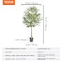 VEVOR Albero Artificiale, 179 cm Alta Albero Olivo Pianta Finta Realistica Ulivo con Vaso Φ170x145 mm, PE di Alta Qualità e Protezione Antiribaltamento Decorazione per Casa Ufficio Interni ed Esterni