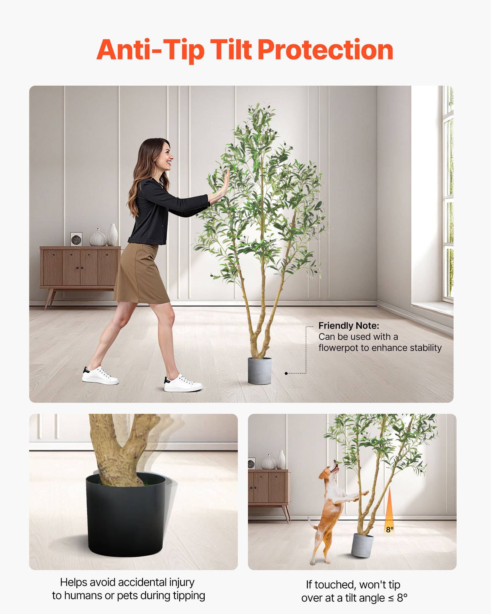 VEVOR Albero Artificiale da Interno da 2134 mm con Vaso Nero, Albero di Ulivo Artificiale con Tronco in Legno Naturale e Foglie e Frutti Verdi Realistiche, per Casa, Soggiorno, Decorazione d'Angolo