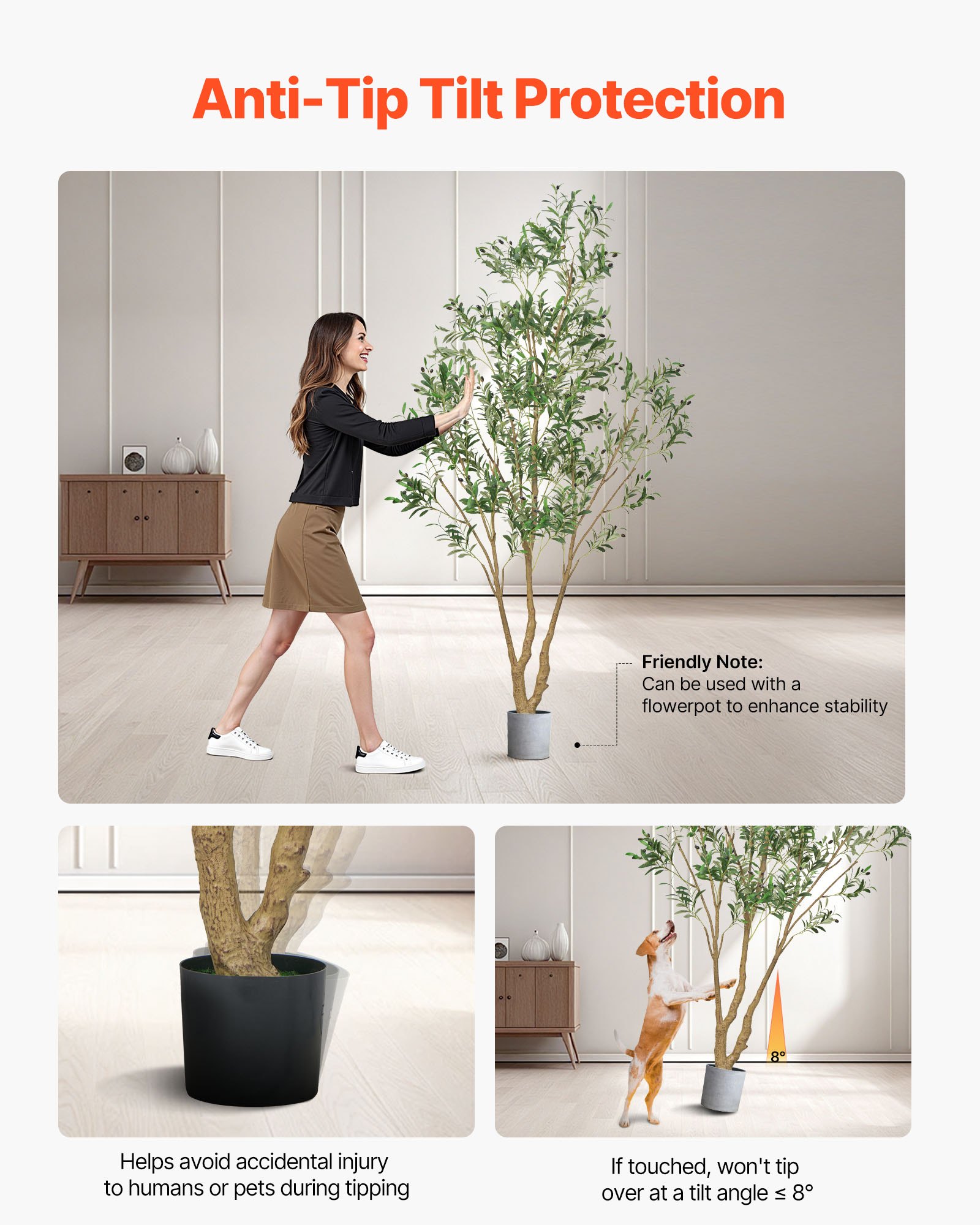 VEVOR Albero Artificiale da Interno da 2438 mm con Vaso Nero, Albero di Ulivo Artificiale con Tronco in Legno Naturale e Foglie e Frutti Verdi Realistiche, per Casa, Soggiorno, Decorazione d'Angolo