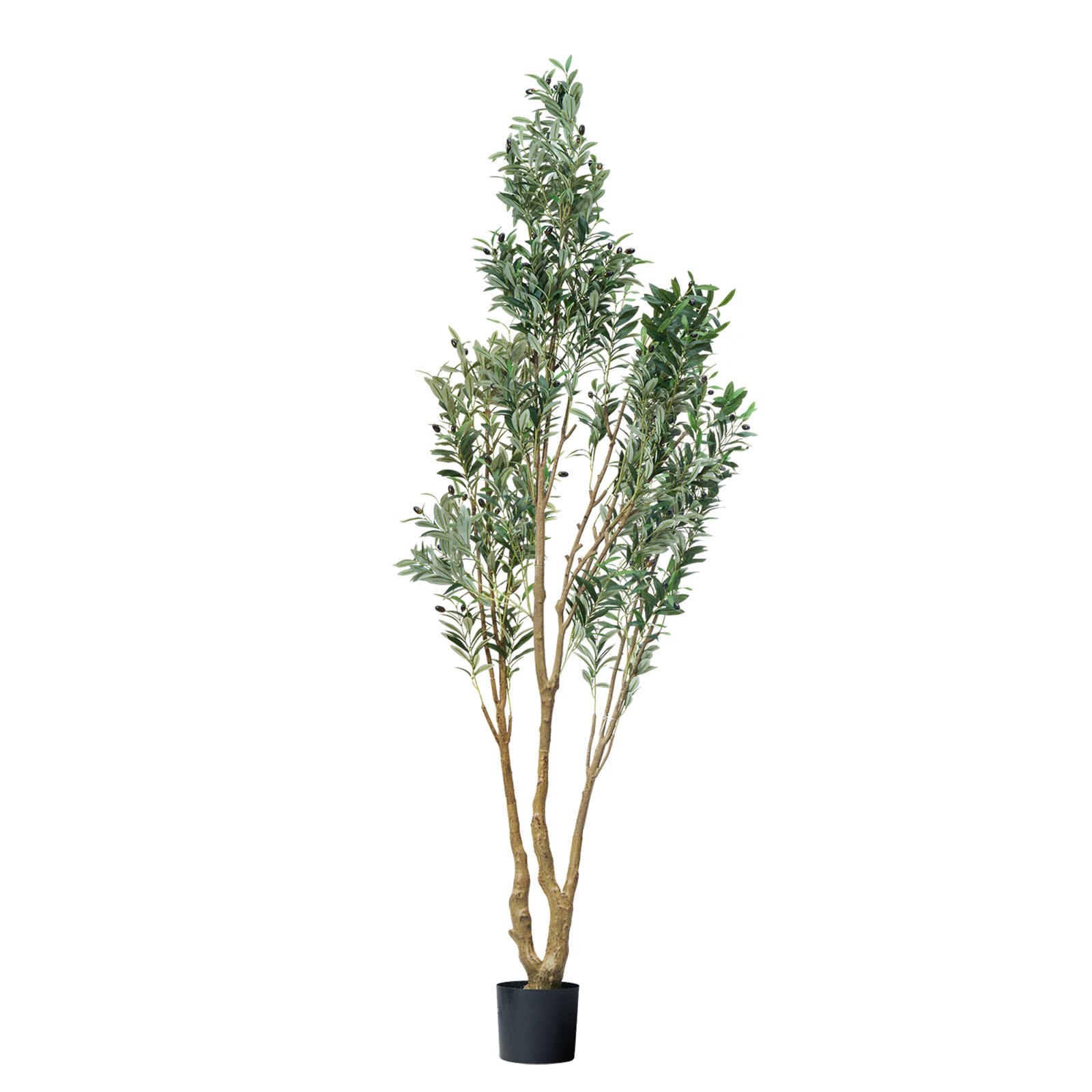 VEVOR Albero Artificiale da Interno da 2438 mm con Vaso Nero, Albero di Ulivo Artificiale con Tronco in Legno Naturale e Foglie e Frutti Verdi Realistiche, per Casa, Soggiorno, Decorazione d'Angolo
