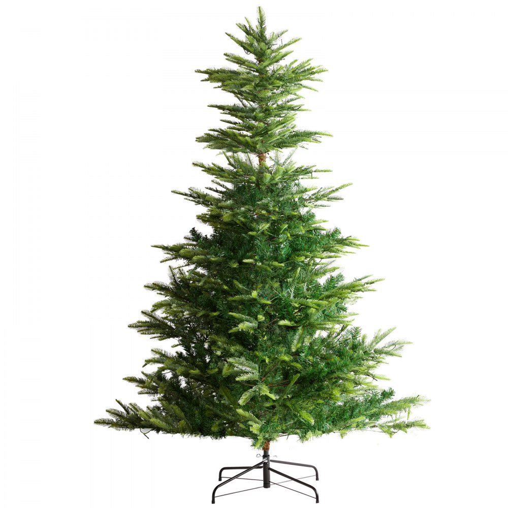 VEVOR Albero di Natale, Albero Natale Artificiale Preilluminato 1,98 m, Albero con Decorazioni Natalizie Complete con 350 Luci LED Bianche Calde, 900 Punte di Rami, Base in Metallo per Decorazioni