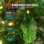VEVOR Albero di Natale, Albero Natale Artificiale Preilluminato 1,98 m, Albero con Decorazioni Natalizie Complete con 350 Luci LED Bianche Calde, 900 Punte di Rami, Base in Metallo per Decorazioni