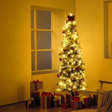 VEVOR Albero Natale 1,98 m Floccato Preilluminato 250 Luci LED 814 Suggerimenti