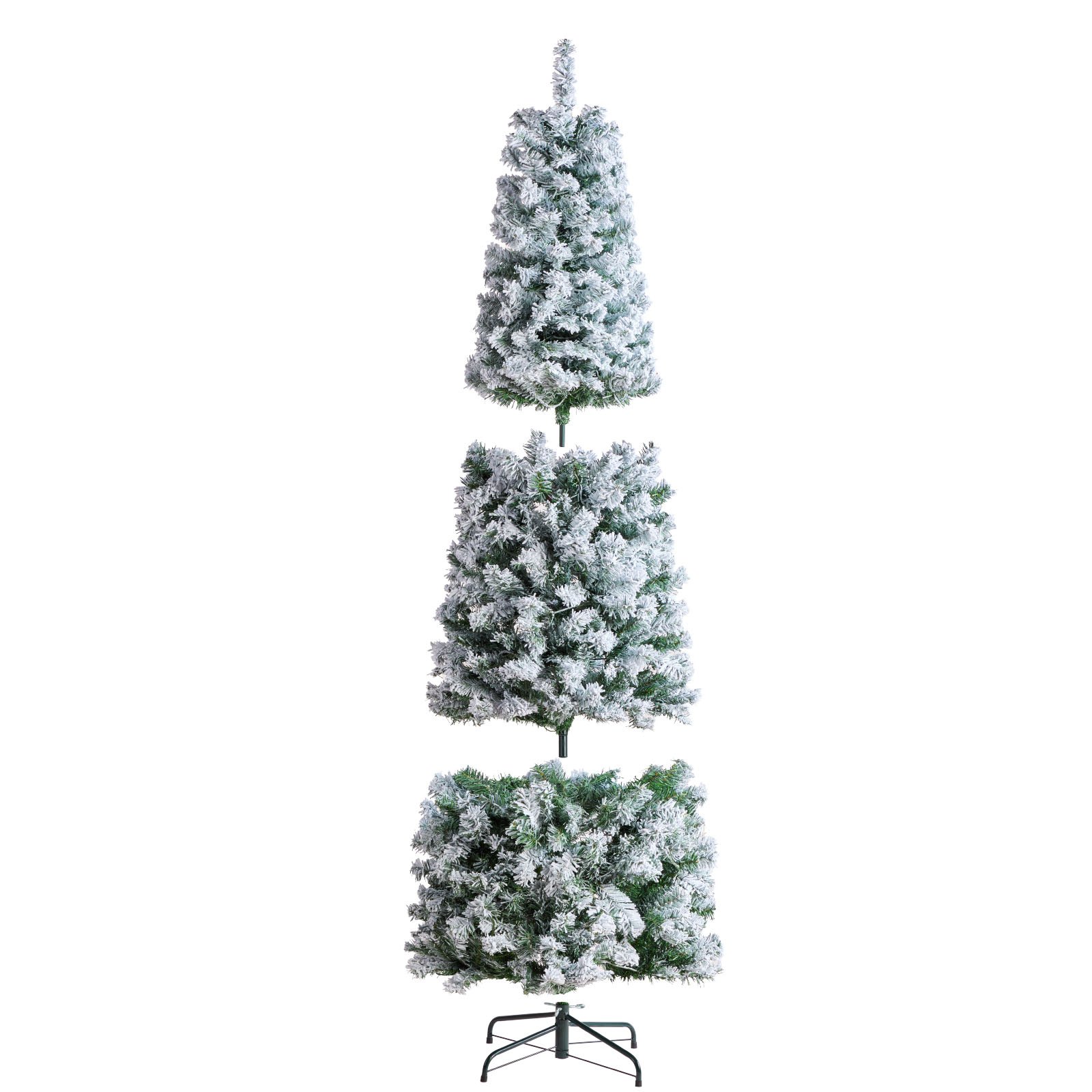 VEVOR Albero di Natale, Albero Artificiale Floccato Preilluminato 1,98 m, Albero Natale per Feste con 250 Luci LED Bianche, 814 Punte Rami, Base in Metallo per Decorazioni per Feste in Casa e Ufficio