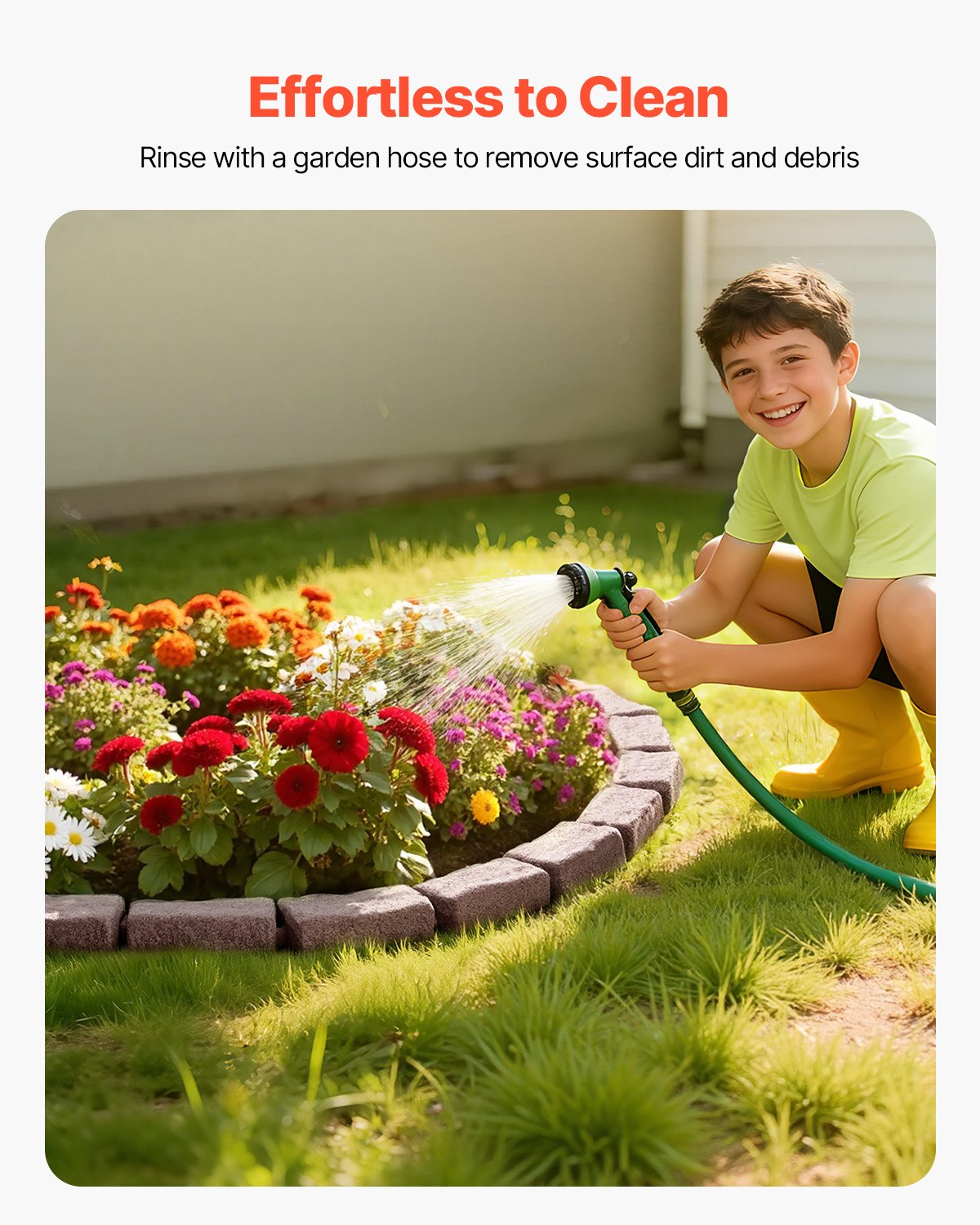 VEVOR Lawn Edging in Stone Look, Set of 4, 1180x95x57 mm, Bed Edging, Flexible Garden Border in Brick Size with Anchoring Spikes, Light-Resistant Bed Border for Driveways, Walkways, Brown