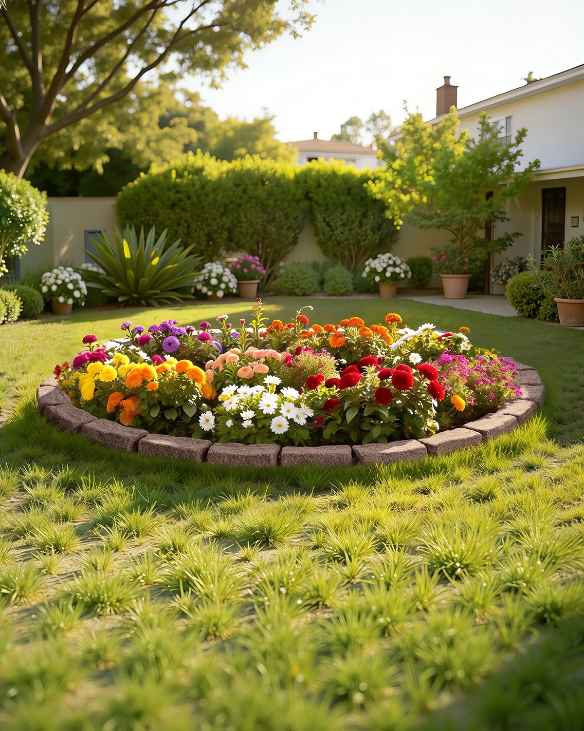 VEVOR Lawn Edging in Stone Look, Set of 4, 1180x95x57 mm, Bed Edging, Flexible Garden Border in Brick Size with Anchoring Spikes, Light-Resistant Bed Border for Driveways, Walkways, Brown