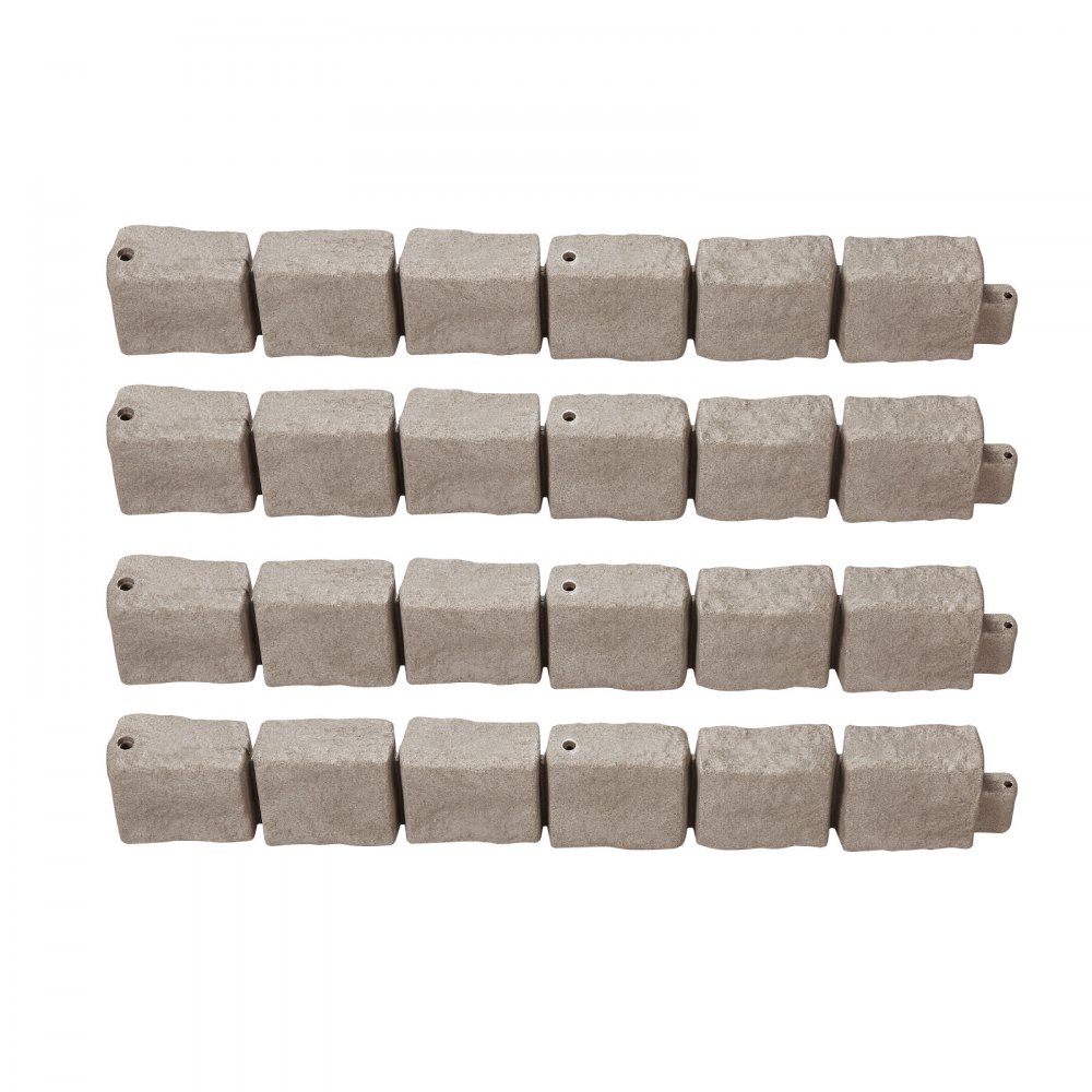 VEVOR Bordatura per Prato in Finta Pietra 1190 x 100 mm Bordatura per Cortile Resistente allo Sbiadimento, Dimensioni di Mattone con Punte di Ancoraggio, per Vialetti, Passerelle, Marrone, 4 Pezzi
