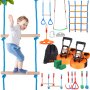 VEVOR Ninja Kit per Bambini Slackline da Arrampicata Percorso a Ostacoli 2x15,24 m Carico 226,8 kg 12 Ostacoli Attrezzatura da Gioco all'Aperto con Rete da Arrampicata Monkey Bar per Cortile Giardino