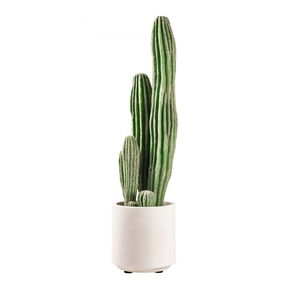 VEVOR Cactus Artificiale Realistico Altezza 610 mm con Vaso Bianco per Casa, Pianta di Cactus Artificiale, Aspetto Realistico, in HDPE, Ideale per Casa, Giardino, Ufficio, Soggiorno e Camera da Letto
