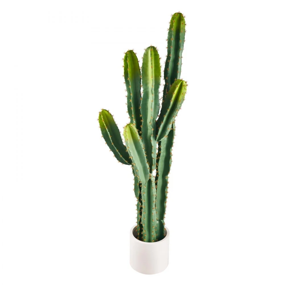 VEVOR Artificial Cactus, 1524 mm Tall Fake Cactus Plant with White Pot, for Home, Garden, Office, Store, Living Room, Bedroom, Porch Indoor Decoration, 229 mm Wide, Realistic Texture Faux Plant