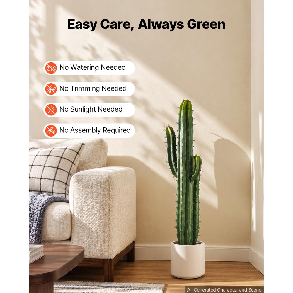 VEVOR Cactus Artificiale Realistico Altezza 914 mm con Vaso Bianco per Casa, Pianta di Cactus Artificiale, Aspetto Realistico, in HDPE, Ideale per Casa, Giardino, Ufficio, Soggiorno e Camera da Letto