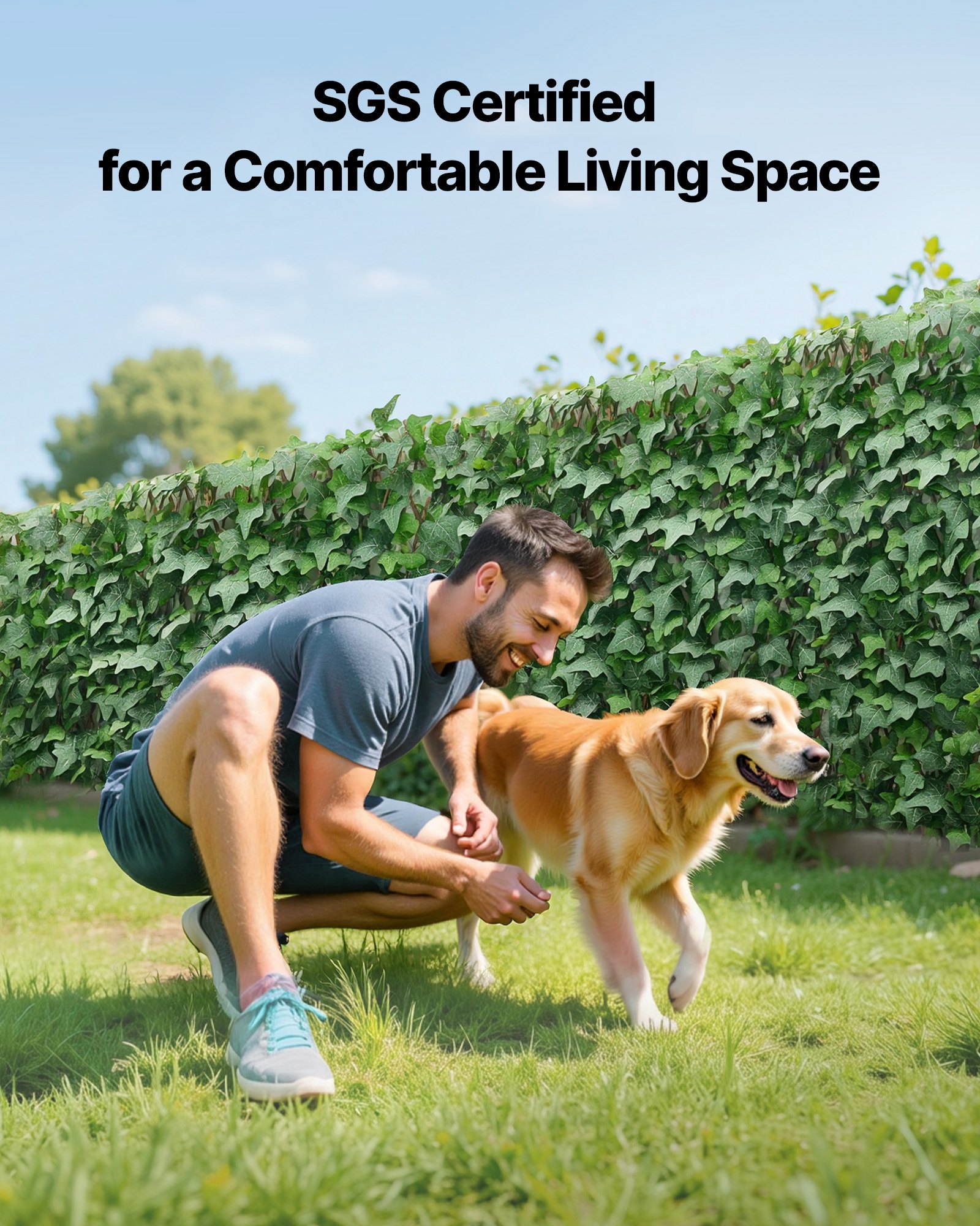 VEVOR Parete Verde Artificiale 63,5 x 320 cm con Foglie di Edera Realistiche, Siepe Artificiale Espandibile per Decorazione e Protezione della Privacy, Ideale per Balcone Giardino Cortile e Terrazzo