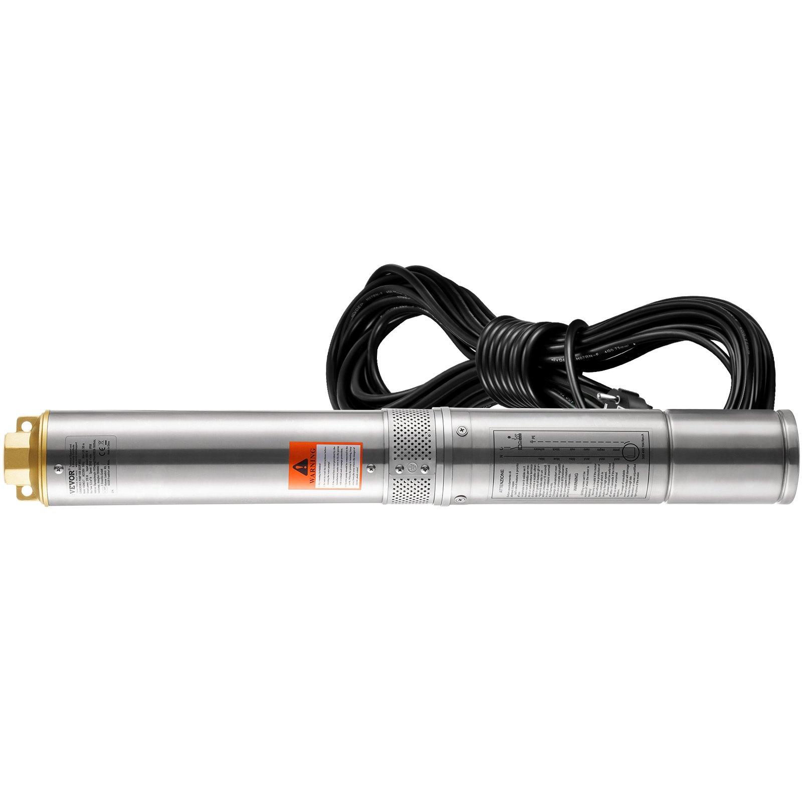 VEVOR Pompa Sommergibile per Pozzi Profondi, IP68 370 W 230 V 50 Hz, Massima Portata 5,3 m³/h e Prevalenza 50 m, Cavo Elettrico 9,1 m, Acciaio Inossidabile per Irrigazione Industriale Uso Domestico