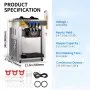 VEVOR Gelatiera da Banco, Macchina per Gelato Soft da 22-30 L/ora, Gelatiera Commerciale a 3 Gusti con Accessori Completi, Utilizzo per Gelato Soft