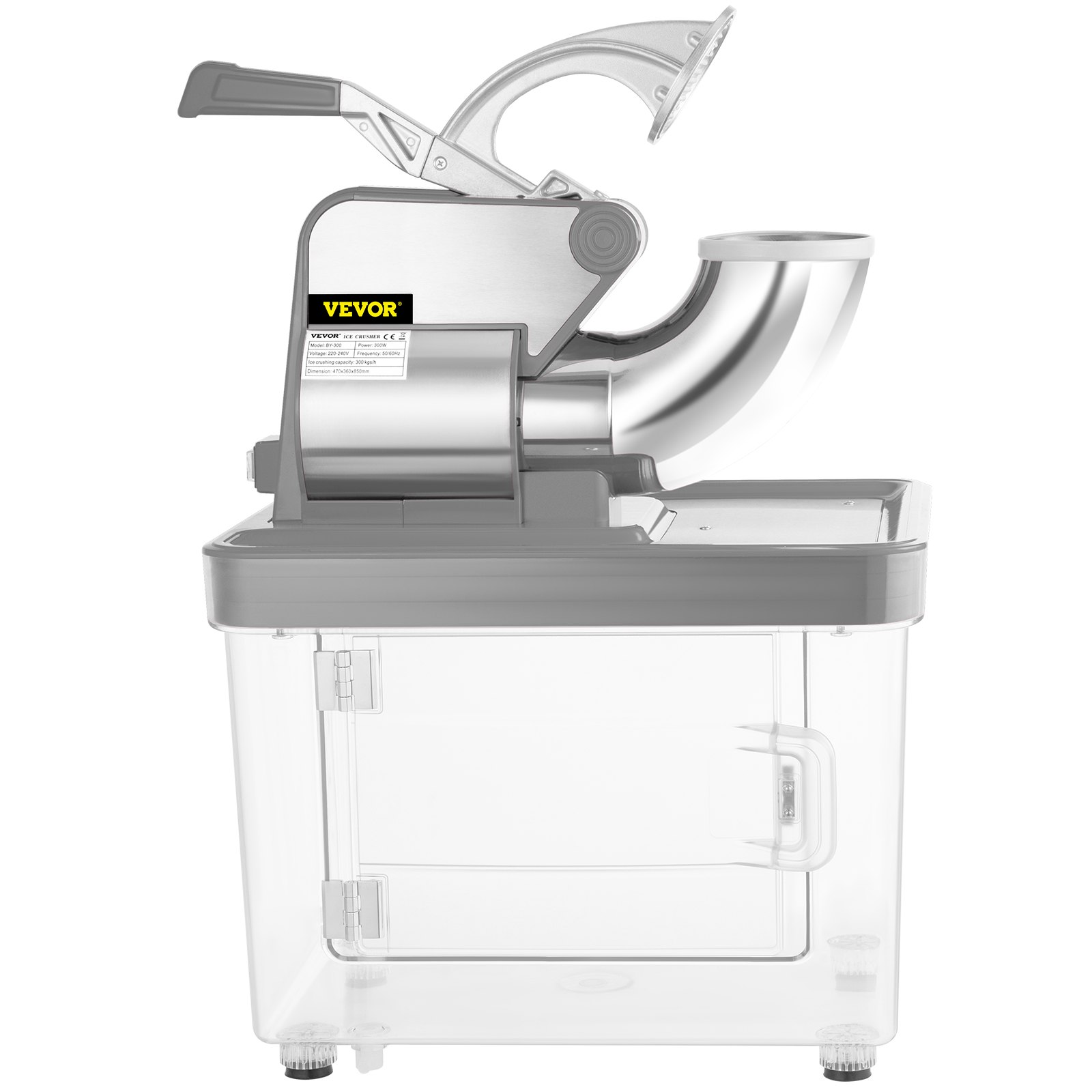 VEVOR Macchina Tritaghiaccio Elettrico 470 x 360 x 850 mm Spaccaghiaccio 180kg/h per Granita, Tritaghiaccio Elettrico Commerciale 34 L Potenza nominale da 300 W Sicurezza e Affidabilità