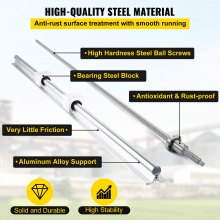 VEVOR Guida Lineare SBR20 da 6001000 mm, Set di Guide per Cuscinetti Lineari 300, con 3 Viti a Ricircolo di Sfere da C7, Materiale in Acciaio di Alta Qualità, Facile da Installare