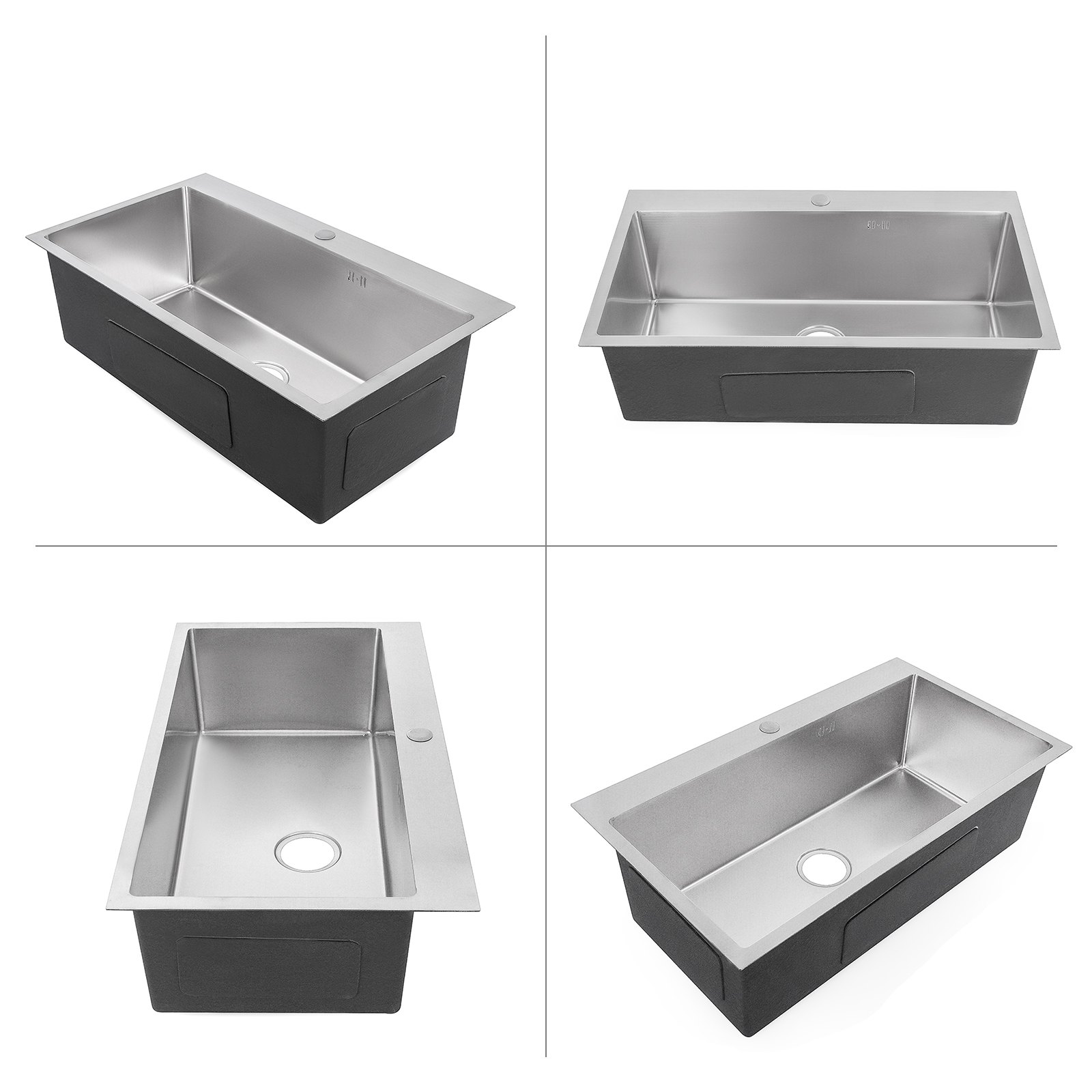 Lavello Cucina Lavandino 81 X 46cm Acciaio Inox 1 Vasca Bucato Supporto Durevoli