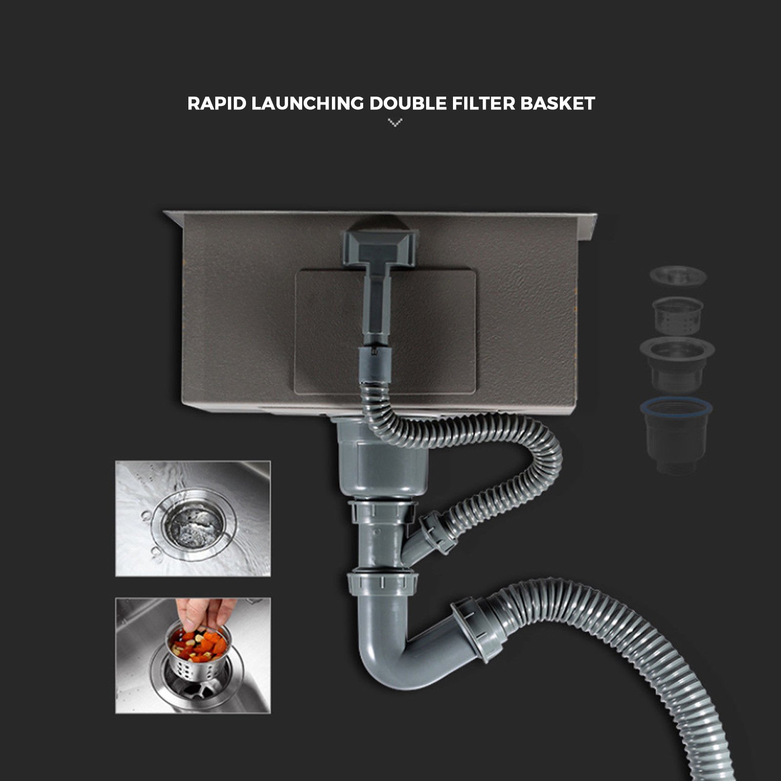 Lavello Cucina Lavandino 81 X 46cm Acciaio Inox 1 Vasca Bucato Supporto Durevoli