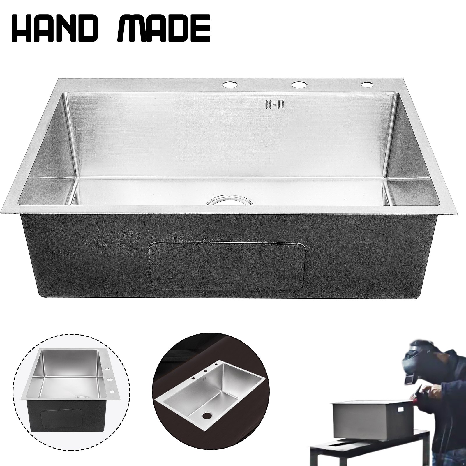 Lavello Cucina Lavandino 84 X 56cm Lavello Vasca Unica Singolo Scodella Lavello