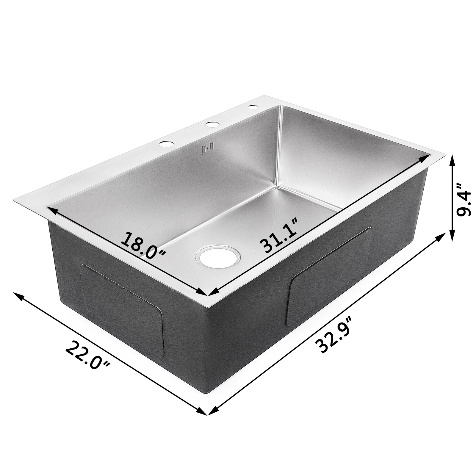 Lavello Cucina Lavandino 84 X 56cm Lavello Vasca Unica Singolo Scodella Lavello