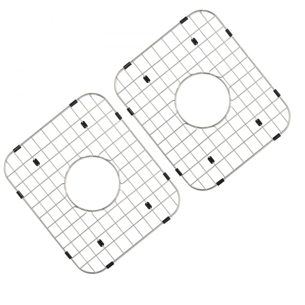 VEVOR Griglia di Protezione per Lavello 2 Pezzi, Griglie per Lavello in Acciaio Inossidabile 13,7"x11,6", Griglie per Lavello con Scarico Centrato con Raggio Angolare R50, Griglie per Fondo Lavello