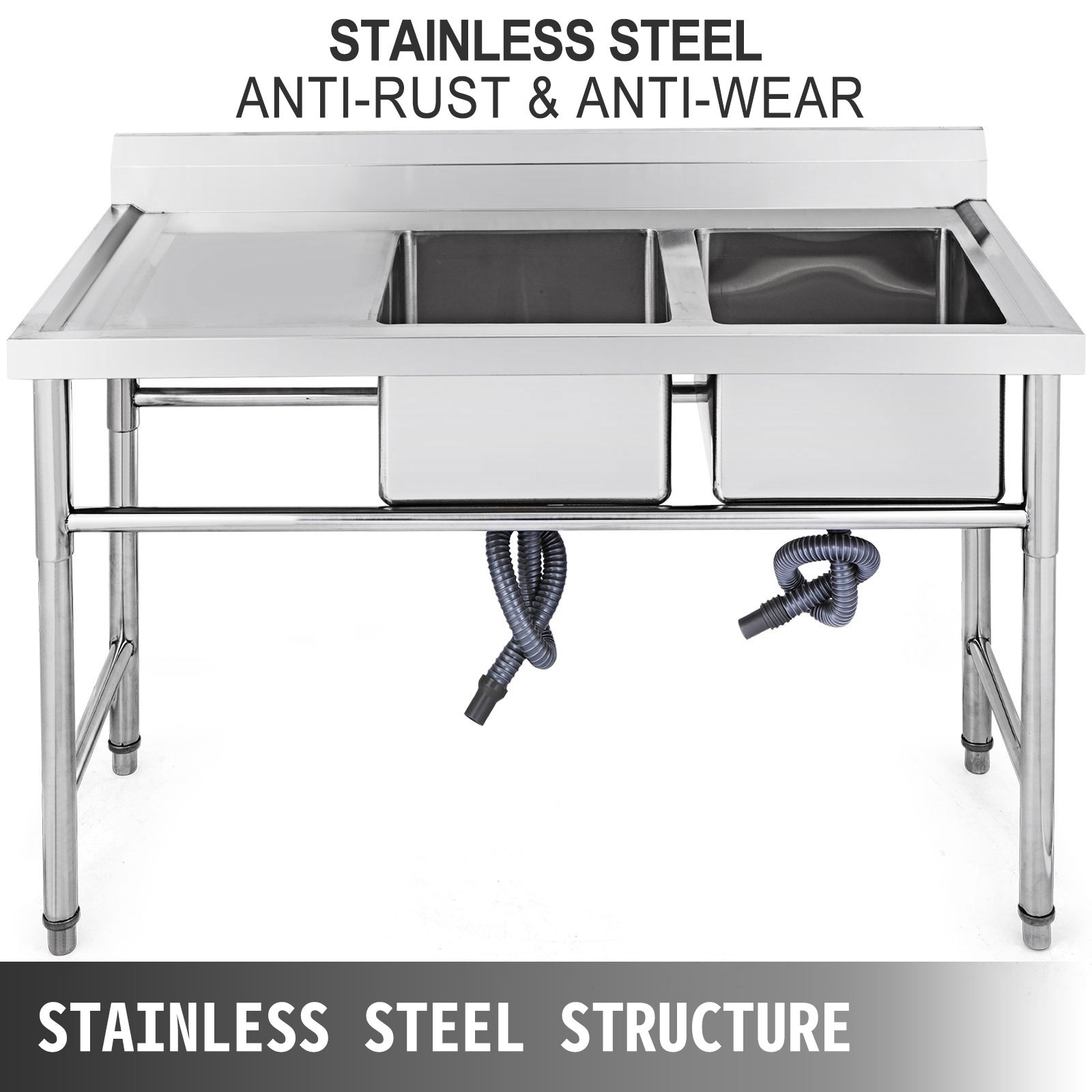 Lavello Cucina Gocciolatoio Sinistra 130X65cm Incasso Bucato Supporto Lavandino