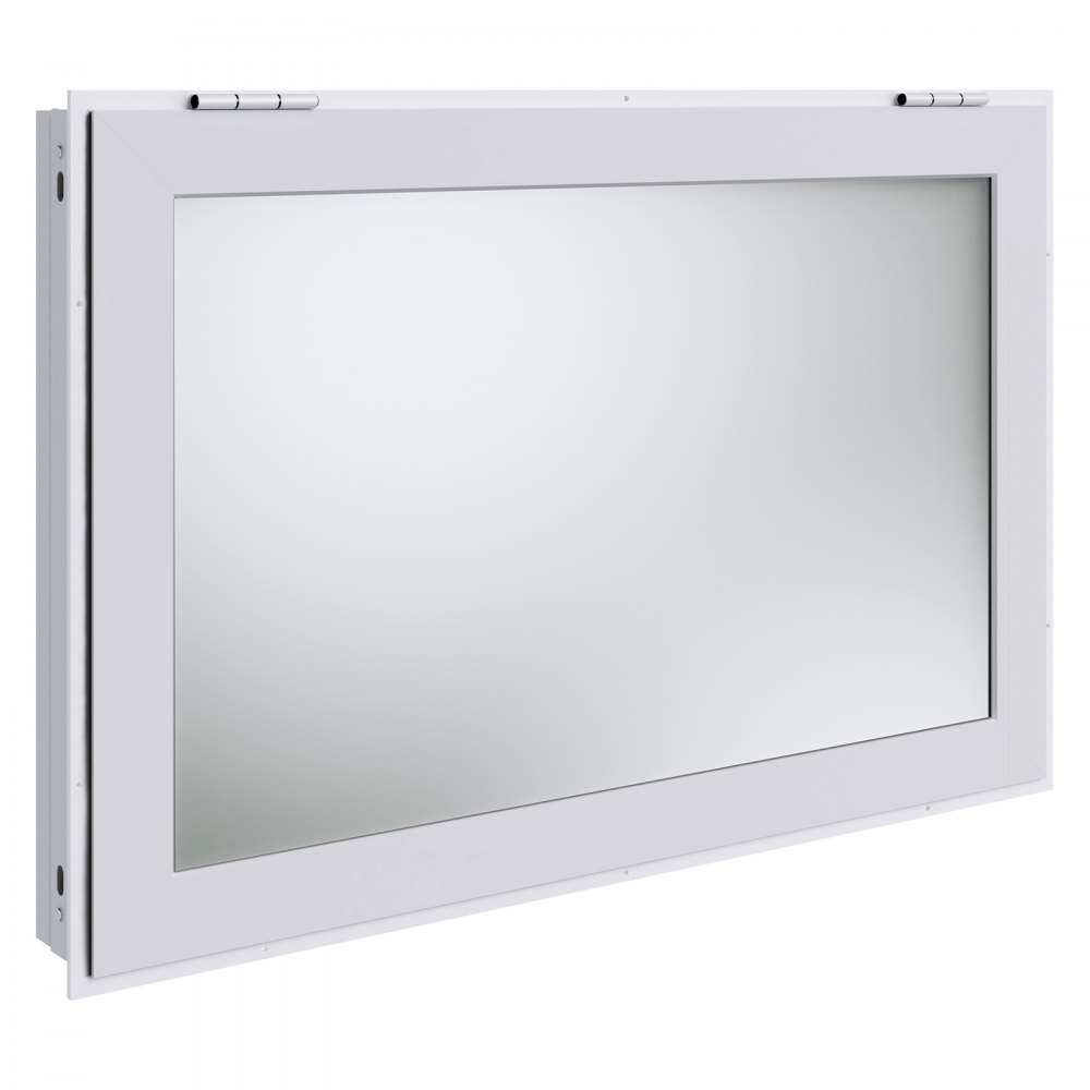 VEVOR Finestra per Camion di Cibo 915 x 610 mm, Finestra Servizio in Lega Alluminio, Finestra Girevole Fino a 29° con 2 Finestre Scorrevoli e Porta con Tendalino Gancio di Traino, per Camion di Cibo