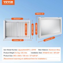 VEVOR Finestra Servizio per Camion di Cibo Tenda da Sole 915x610mm in Alluminio