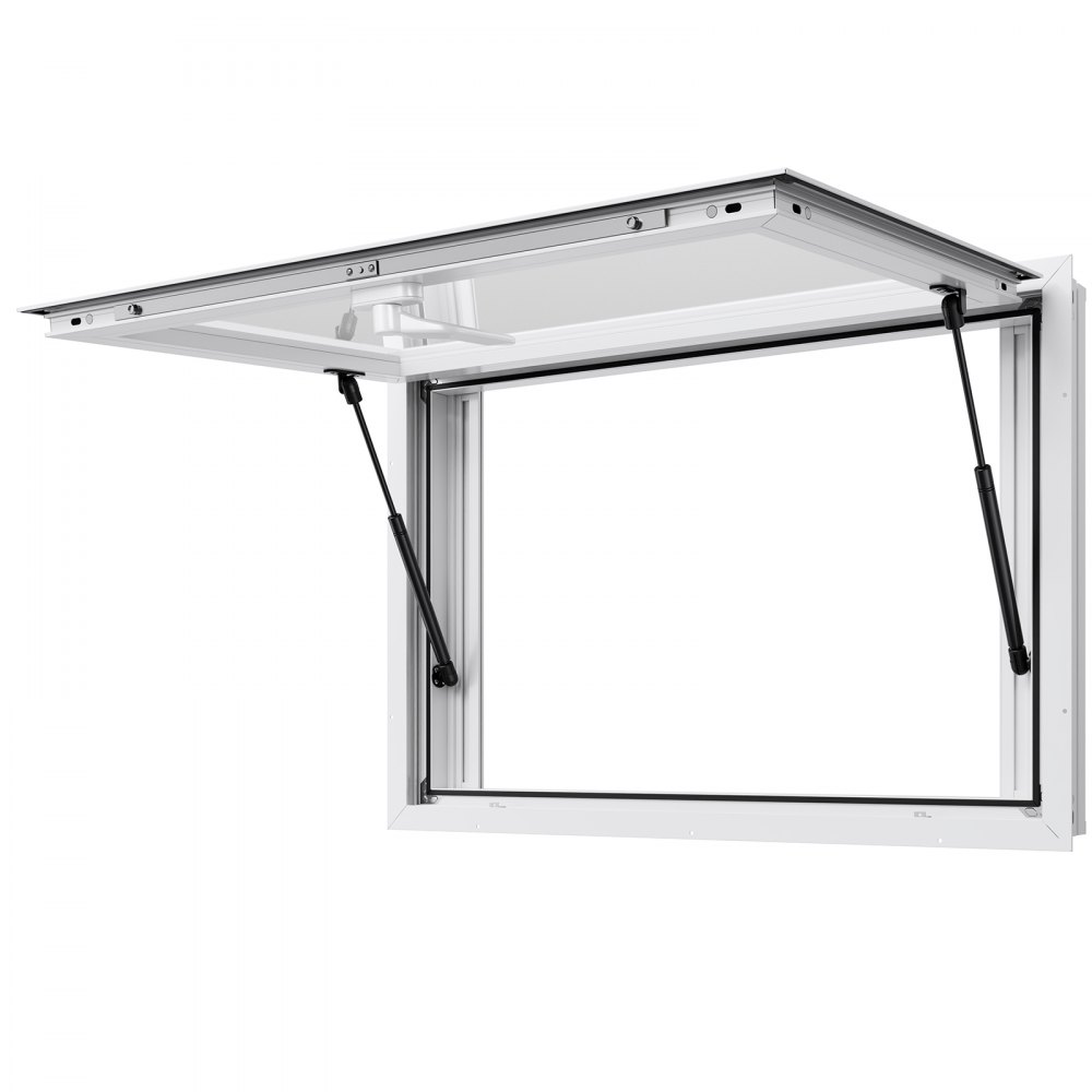 VEVOR Sportello per Concessioni da 915 x 610 mm Finestra per Camion di Cibo in Lega di Alluminio, Apertura Fino a 85 Gradi con 2 Finestre Scorrevoli, Porta a Tenda e Gancio di Traino