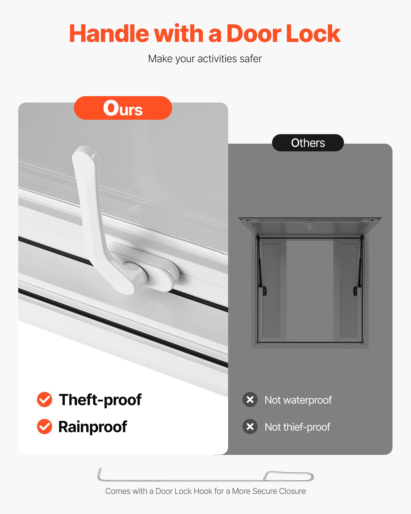 VEVOR Sportello per Concessioni da 915 x 915 mm Finestra per Camion di Cibo in Lega di Alluminio, Apertura Fino a 85 Gradi con 4 Finestre Scorrevoli, Porta a Tenda e Gancio di Traino