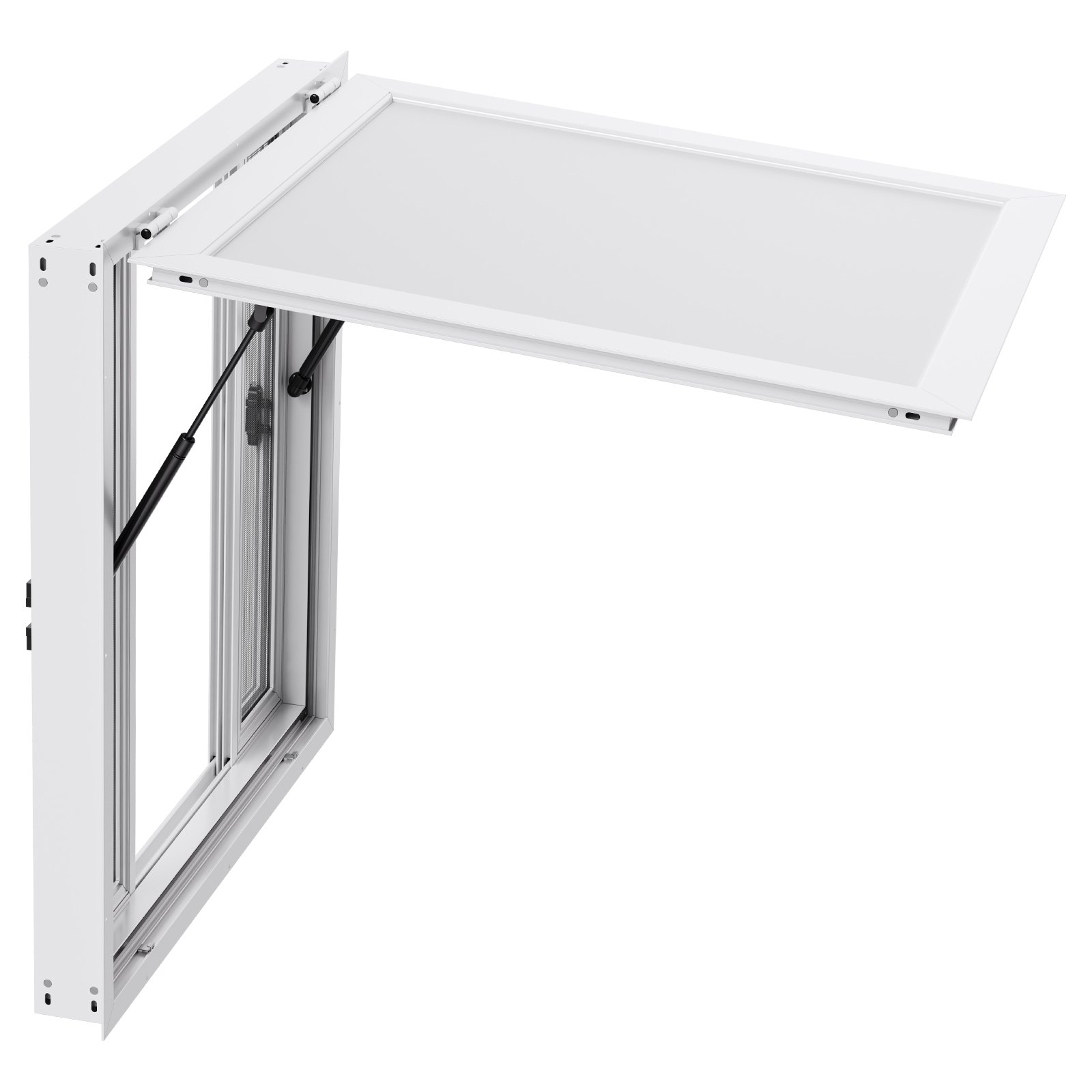 VEVOR Concession Window 92x92 cm, Aluminum Alloy Service Window for Food Truck, Up to 85 Degrees Stand Serving Window with 4 Sliding Windows, Awning Door, and Drag Hook, for Concession Trailers