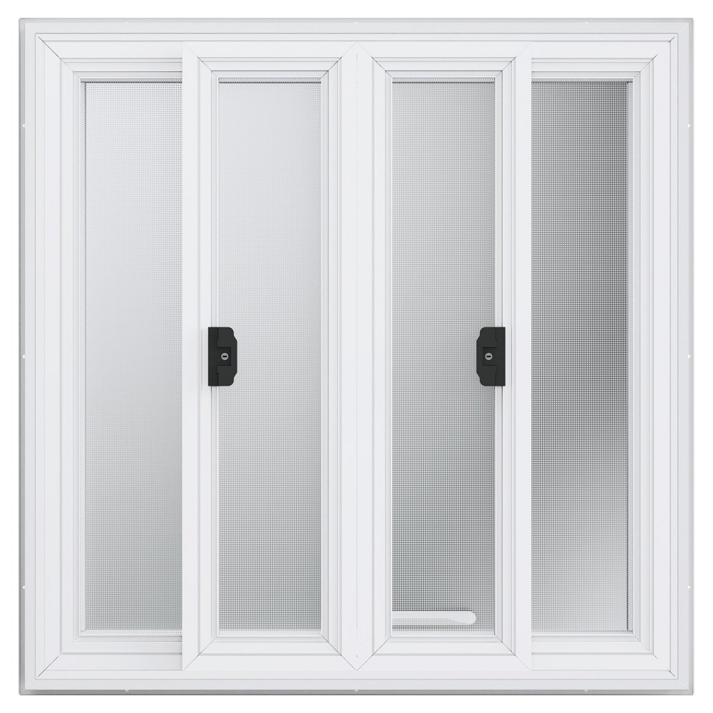 VEVOR Finestra di Servizio per Camion di Cibo 85 Gradi 943x943 mm Lega Alluminio, con 4 Finestre Scorrevoli Orizzontali Porta Tendalino e Gancio di Trascinamento, Cibo Finestra per Rimorchio Camion