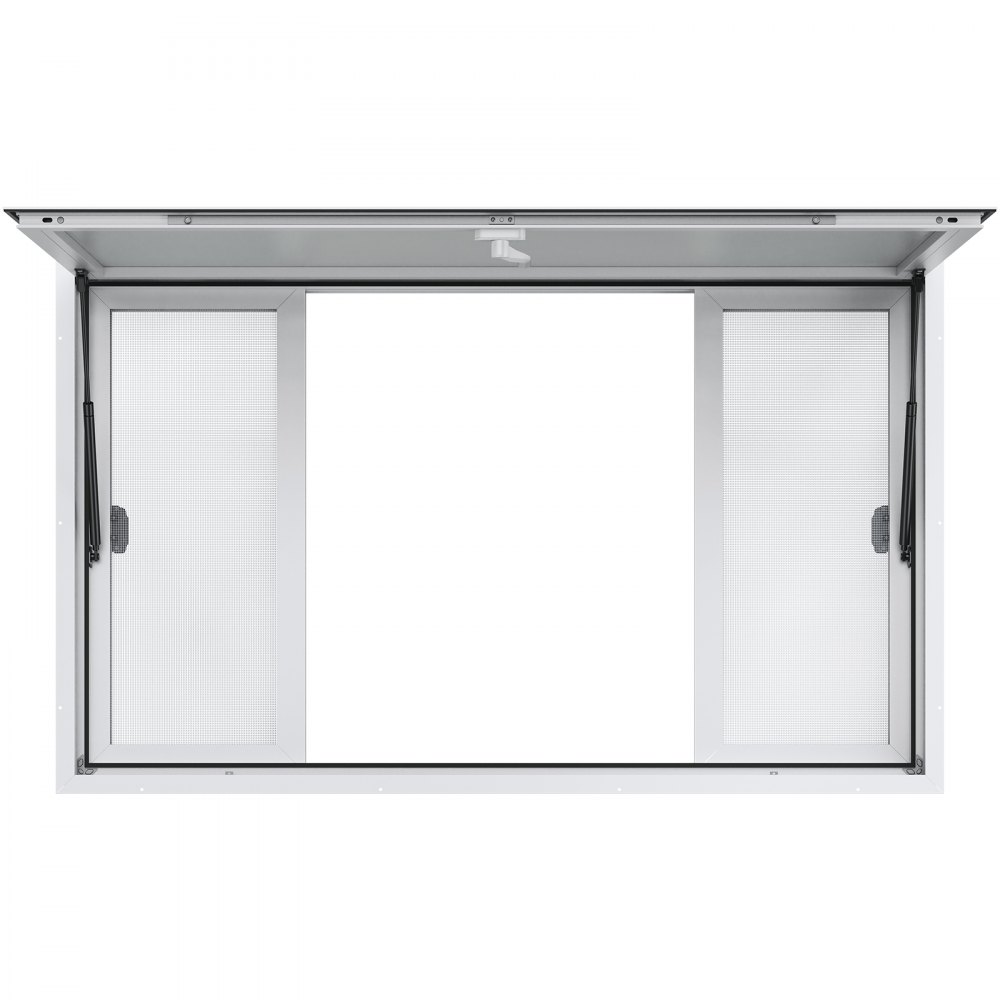 VEVOR Finestra di Servizio per Camion di Cibo 85 Gradi 1552x943 mm Lega Alluminio, con 4 Finestre Scorrevoli Orizzontali Porta Tendalino e Gancio di Trascinamento, Cibo Finestra per Rimorchio Camion