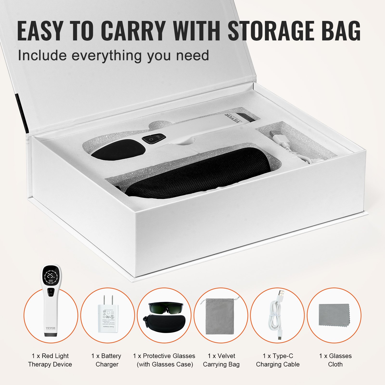 VEVOR Dispositivo per Terapia con Luce Rossa Portatile per Corpo e Animali Domestici, Dispositivo di Cura a Luce Rossa Portatile con Display a LED per Sollievo dal Dolore Muscolare 12*650nm + 4*808nm