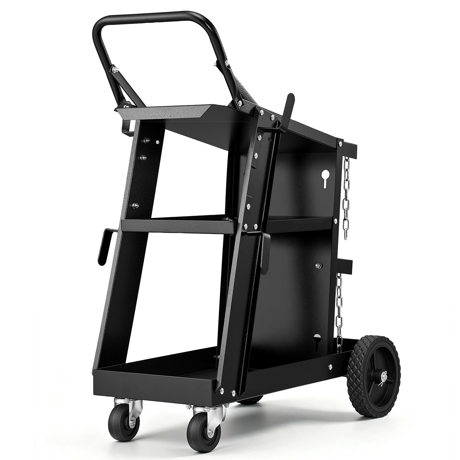 VEVOR Carrello per Saldatura a 3 Ripiani Carrello per Trasporto Saldatrice con Ruote Carico Massimo 168-181 kg Carrello per Attrezzatura di Saldatura MIG TIG ARC MMA Taglierina al Plasma da Officina
