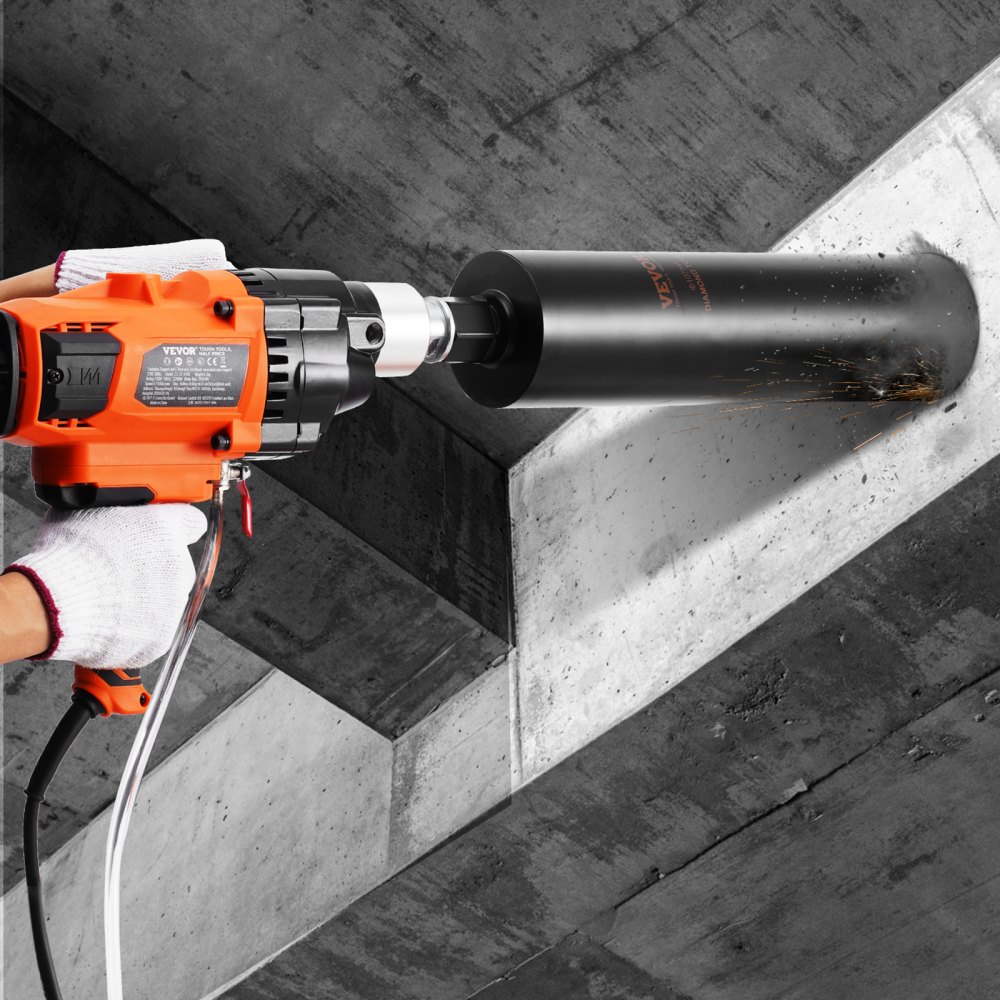 VEVOR Trapano a Carotaggio Diamantato Portatile, con Diametro di Perforazione 20 a 180 mm Macchina Carotatrice per Calcestruzzo Robusto 2600 W con Custodia per Trasporto, per Perforare Calcestruzzo