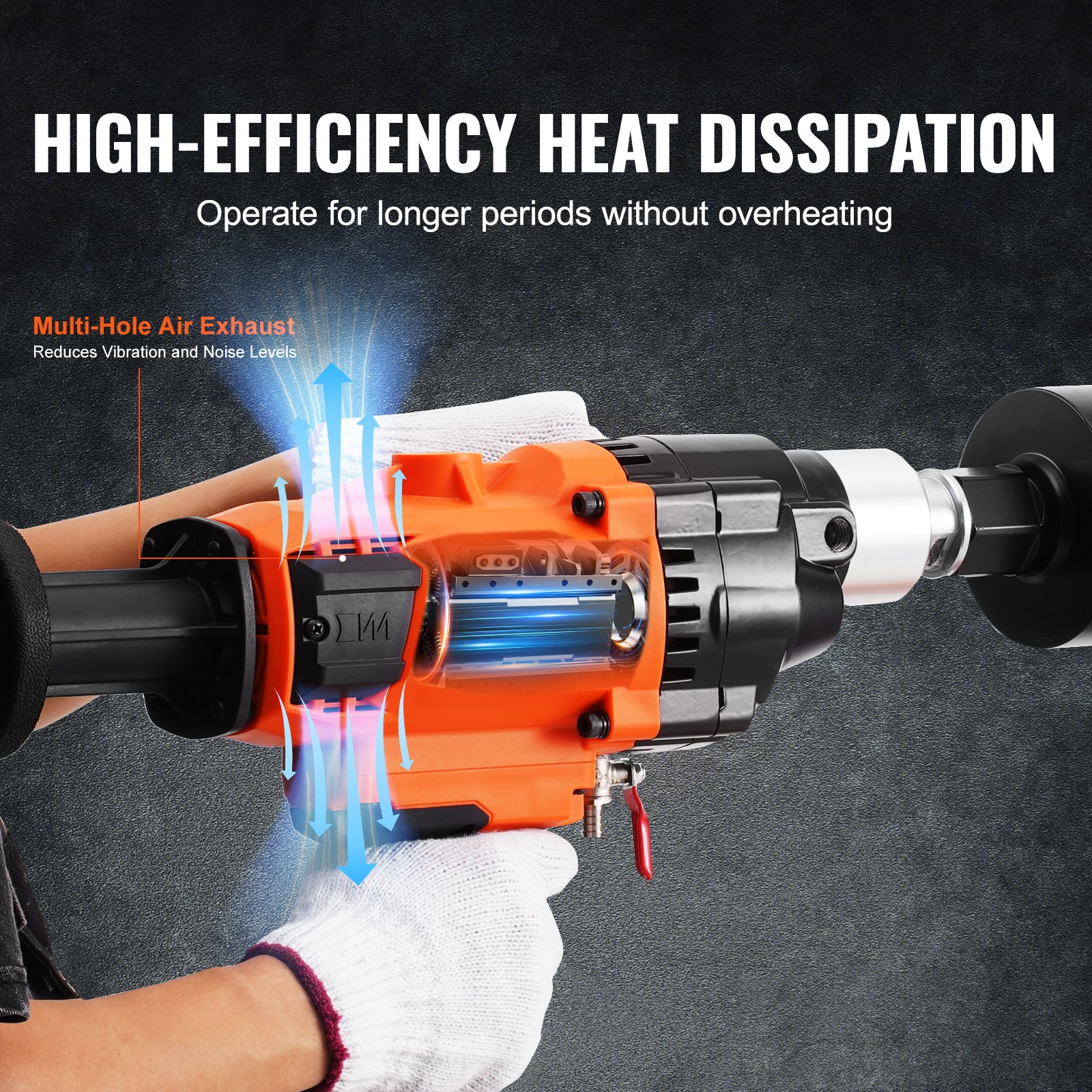 VEVOR Core Drilling Machine, Diamond Core Drilling Machine, 2-18 cm Drilling Diameter, Handheld Diamond Core Drill with Stand and Core Drill Bit, 2600 W Concrete Core Drill, Wet and Dry Application, for Concrete